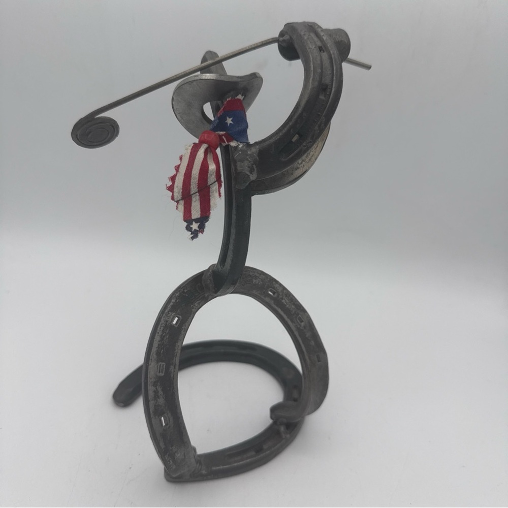 St. Croix Forge Horseshoe Sculpture Western Cowboy Golfer W/ Bandanna 9”